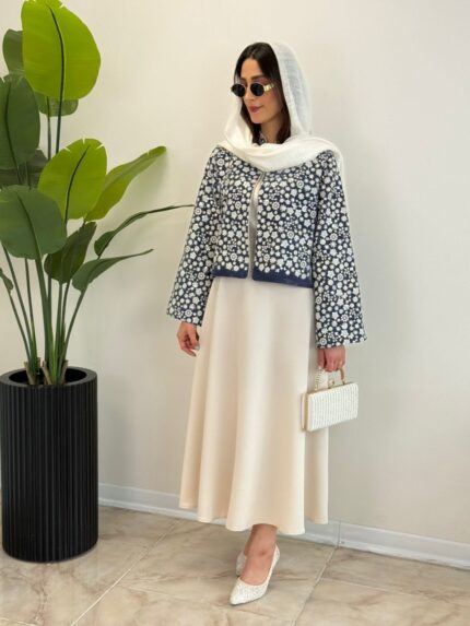 کت سارافون شکوفه آبی درباری